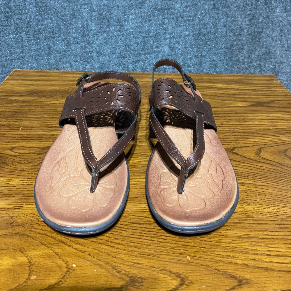 b.o.c. Born Concept Clearwater Dark Brown Floral Laser Cut Sandals Women's 9M - Picture 3 of 8